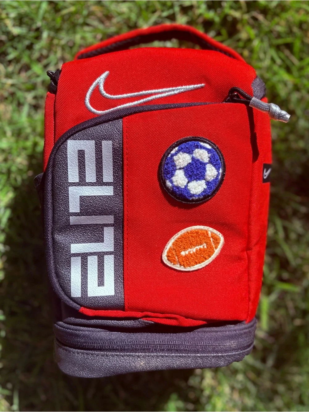 Nike Red and Gray ELITE Lunch Bag with Sports Patches